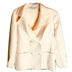 Mila Schone Due Sz 4 100% wool cream double-breasted designer blazer
